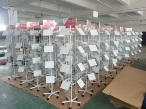 Display Rack Freestanding Rotating Kiosk With Wheels Ideal Trade Show And Supermarket Aisle Featuring Durable Metal Construction - Product Image 3