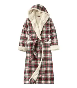 OEM Custom Logo Warm Comfortable Unisex Long Sleeve Sleep Robe Full-Length Fleece Hooded Robe For Women