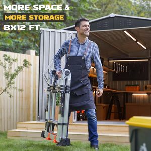 <strong>8</strong> <strong>X</strong> 12 FT Outdoor Storage <strong>Shed</strong> Metal Garden <strong>Shed</strong> Tool <strong>Sheds</strong> for Backyard Garden Patio Lawn Black - Product Image 4