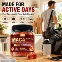 Gummies de Maca Marque Blanche OEM 2000mg 60 Gummies Racine de Maca Noire Rouge Jaune du Pérou Soutien Énergétique Sans Sucre
