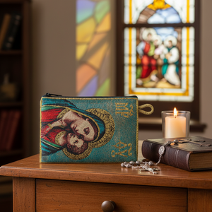 Iconography-cartera tejida con diseño de la Virgen María y Jesús, monedero, regalo Católico - Product Image 3