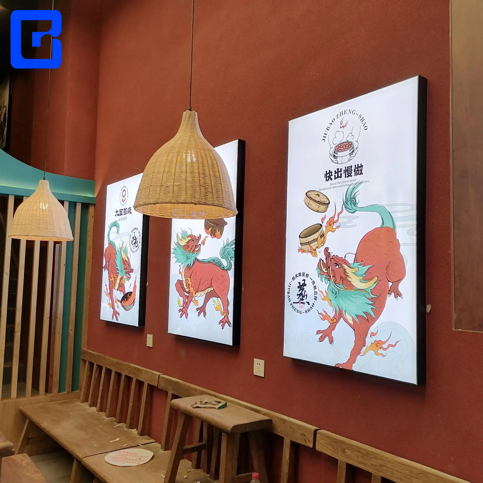 Livraison rapide restaurant café personnalisé led acrylique affiche boîte à lumière pour magasin d'affaires