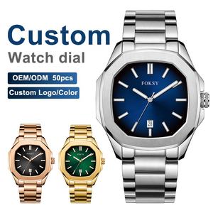 Montre Homme de Luxe Foksy Factory en Gros, Étanche, Lumineuse, Date, Acier Inoxydable, Quartz, Reloj Hombre - Product Image 1