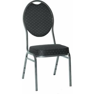 Sedia impilabile Hammerschlag, tessuto nero con punti dorati - Product Image 1