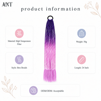 Queue de cheval tressée synthétique ombrée de 24 pouces en fibre haute température avec élastique pour femmes et salons de coiffure - Vente en gros