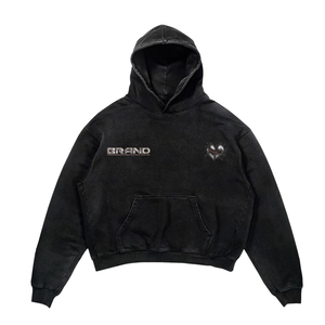 Sudadera con Capucha Extra Grande para Hombre, Marca [Brand], Negra, de Algodón French Terry, Estilo Urbano, con Estampado y Bolsillos, para Otoño - Product Image 3