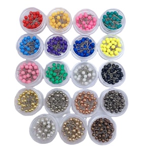 12 màu sắc an toàn pushpin 4mm đầu lớn chân bản đồ thumbtack với siêu keo hạt nhựa và kim loại đầu dễ dàng đánh dấu pushpin - Product Image 1