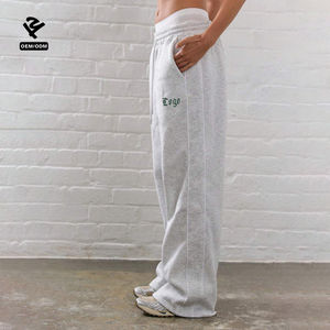 F5776 tùy chỉnh phụ nữ bé TEE Crop Top Sweatpants chạy bộ rộng chân quần baggy quần hai mảnh đặt phụ nữ quần áo phòng chờ mặc - Product Image 4