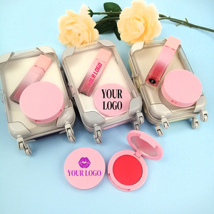 Nouveau design 2 en 1, kit de maquillage pour les lèvres, gloss à lèvres liquide hautement pigmenté et <span class=keywords><strong>poudre</strong></span> <span class=keywords><strong>blush</strong></span> hautement pigmentée avec boîte d'emballage - Product Image 1