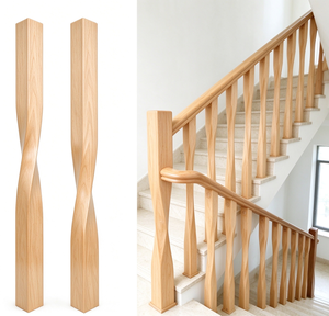 Balustres torsadés en bois massif EFS pour escalier, design contemporain, pièces de rampe durables, modèle 2307, garantie 2 ans, hôpitaux - Product Image 1