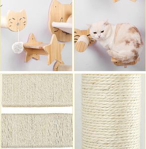 Corde en bois de pin naturel arbre à chat mural cadre mural chat durable vis tournevis vient carton - Product Image 4
