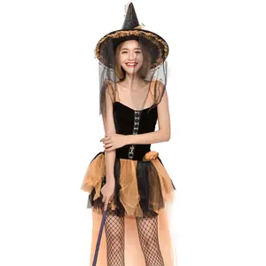 Популярное женское Сетчатое платье с маленькой ведьмой, карнавальный костюм для косплея на Хэллоуин