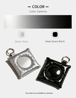 Porte-clés décoratif tendance en cuir et coton, miroir de poche personnalisé noir et argenté, accessoire de sac à dos à la mode