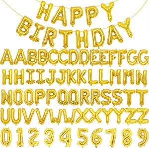<b>16</b> Inch Metallic Happy <b>Birthday</b> Letter Foil Balloon Fabric Print Boy Girls <b>Birthday</b> Party Decoration Props Balloon - Product Image 1