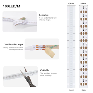 Sogno colore striscia <span class=keywords><strong>LED</strong></span> 10mm 20W <span class=keywords><strong>5V</strong></span> WS2812B indirizzabile pannocchia 160 <span class=keywords><strong>LED</strong></span>/M flessibile bianco RGB 8mm PCB lunghezza a casa festa voce - Product Image 6