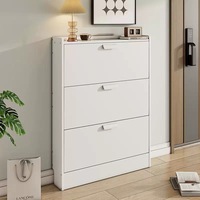 Meuble à chaussures convertible ultra-fin en bois à trois niveaux, élégant, simple et moderne, pour l'entrée de la maison