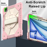 Étui robuste WESOROL pour iPad Air 11 M3 2025 M2 2024 avec support rotatif à 360°, sangle de main, bandoulière et porte-stylo, couleur or rose