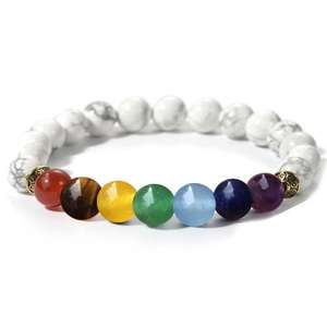 Nouveaux bijoux Yoga Chakra <span class=keywords><strong>Bracelet</strong></span> perlé Quartz Rose blanc Turquoise <span class=keywords><strong>oeil</strong></span> <span class=keywords><strong>de</strong></span> <span class=keywords><strong>tigre</strong></span> pierre pierre volcanique main-chaîne - Product Image 3