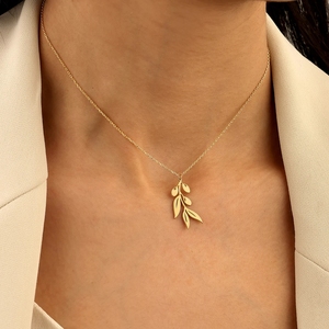 18k Gold Plated Hanging <strong>Olive</strong> Branch <strong>Necklace</strong> <strong>Leaf</strong> Pendant <strong>Necklace</strong> Top Selling Jewelry Gift Wholesale - Product Image 6