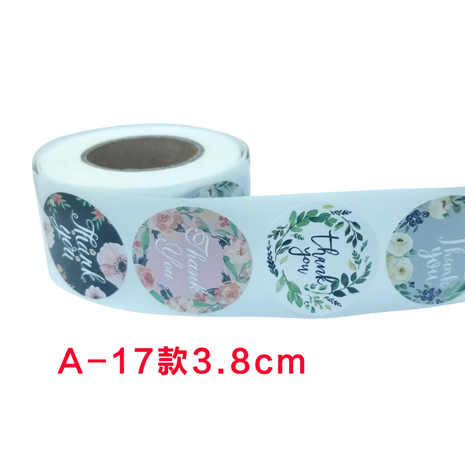 3.8Cm 500Pcs/Roll Bloemen Dank U Stickers Label Custom Printing Bedankt Etiketten Stickers Stickers Voor verpakking
