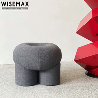 Meubles 75 cm en laine d'agneau doux et pelucheux, tabouret de salon nordique, en peluche