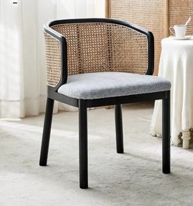 Kursi Makan warna Solid, kayu Solid disesuaikan, lapisan kain, Hotel, restoran, Meja makan, kayu Modern + rotan - Product Image 6