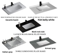 Meuble-lavabo de salle de bain de style américain, nouveau modèle, avec lavabo intégré en pierre frittée, comptoir à un seul trou et étagère