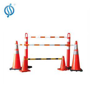 Barra de barrera telescópica de cono de tráfico extensible negra y amarilla de 1,2 m-2M para control de multitudes, almacén, construcción, seguridad, <span class=keywords><strong>Barrica</strong></span> - Product Image 2