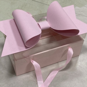 Thiết kế mới nổi bật xách tay tự làm lớn Bowknot Fancy sóng Hộp Quà Tặng Đen BOW TIE box với cửa sổ cho trái cây - Product Image 4