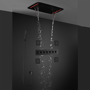 <span class=keywords><strong>2025</strong></span> HM mới nhất sang trọng phòng tắm vòi sen <span class=keywords><strong>Mixer</strong></span> thép không gỉ Matte Đen Trần LED vòi hoa sen Set với cơ thể máy bay phản lực - Product Image 1