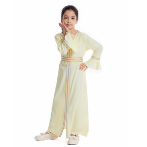 Túnica de manga larga con cuello en V de ganchillo sólido para niñas árabes de Oriente Medio y turcas, disfraz para actuaciones escolares - Product Image 6