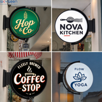 Boîte à lumière LED avec cadre métallique rotatif personnalisé SKYSEEN, impression 3D du logo, enseigne commerciale extérieure, boîte à lumière en aluminium, publicité pour les magasins