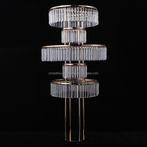 Rueda de La Fortuna lisa, centro de mesa dorado para boda, soporte de flores, colgantes acrílicos, mesa, pieza central, decoración, tiras de cristal, borla - Product Image 4