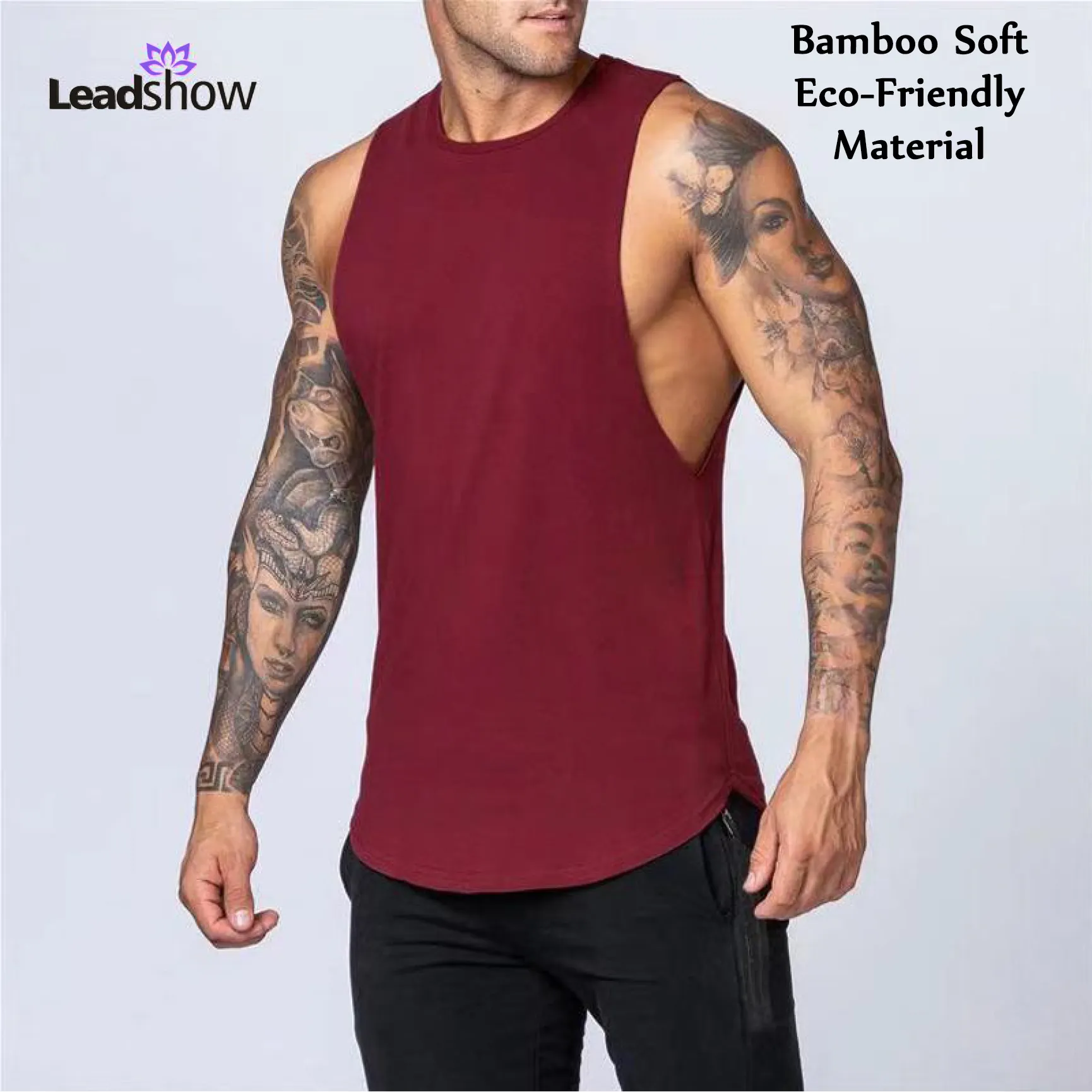 Nieuwe Ontwerp Bamboe Heren Gym Tank Top Fitness Sport Wear Workout Tank Top Snel Droog Mannen Vesten Shirt Activewear