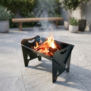 Brasero artisanal en acier Corten - Cheminée extérieure unique à bois <span class=keywords><strong>pour</strong></span> jardin et barbecue - Product Image 6