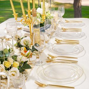 Assiettes de présentation en plastique acrylique transparent perlé de 13 pouces assiettes à dîner décoratives rondes de mariage pour les événements de mise en table - Product Image 5