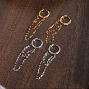 Pendientes de aro de acero inoxidable con borlas y cadena colgante para ropa de playa, joyería para mujer - Product Image 2