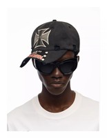 Casquette de baseball unisexe style motard élégante, effet vieilli, avec patch camouflage croix de fer et clous, tactique d'extérieur, petite série, style Dad Hat
