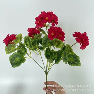 ช่อดอกเจอเรเนียมประดิษฐ์สีแดงจาก Meiduo Flower Industry กลีบดอกฝ้าย ก้านเดี่ยว สำหรับตกแต่งโต๊ะ - Product Image 2
