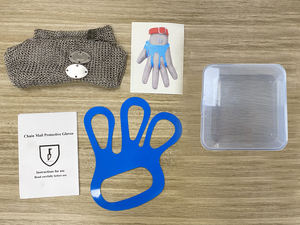 Carnicero en contacto con alimentos 304L cinco dedos de gancho de Metal resistente al corte de acero inoxidable, cadena de malla guantes para el correo - Product Image 5