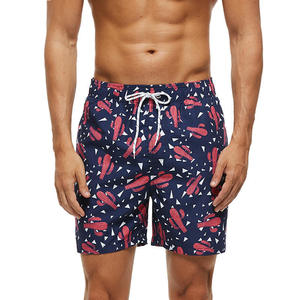 Shorts de bain pour hommes en tissu tricoté imprimé de haute qualité, taille élastique, longueur genou, imperméables et respirants pour l'été, la plage et le fitness - Product Image 5