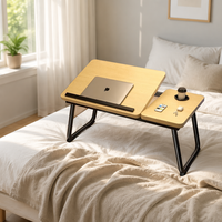 Table portable pliable en bois pour ordinateur portable, réglable en hauteur, pour le travail à domicile, le bureau, la chambre, l'étude, le dortoir