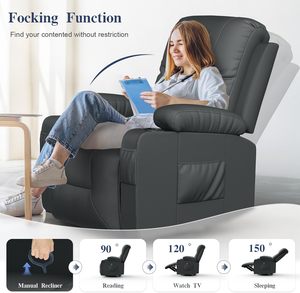 FURNIMAT Chaise <span class=keywords><strong>inclinable</strong></span> grise ergonomique moderne pour adultes Siège de canapé à bascule chauffant pivotant à 360 degrés pour vivre - Product Image 3