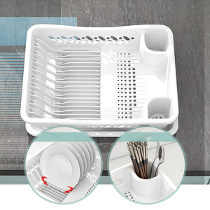 ชั้นวางจานและชามพลาสติกวางซ้อนกันได้สำหรับคว่ำจานและอ่างล้างจานแบบอเนกประสงค์แบบเรียบง่าย - Product Image 2