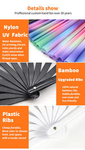 Ventilatore a mano riflettente grande Clack Rave di bambù di alta qualità da 33cm come un ventilatore tenuto in mano riflettente - Product Image 4