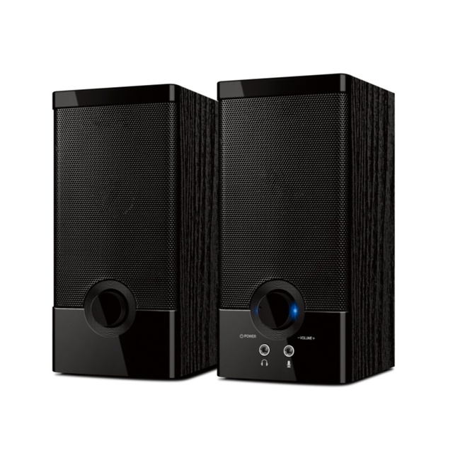 Small Wooden USB RGB Stereo Speaker Pair 2.0CH Audio Metal Grill Design for Desktop Computer Speaker