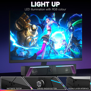 Support CKD SKD Portable RGB <span class=keywords><strong>Ordinateur</strong></span> Contrôle du volume Haut-parleurs stéréo <span class=keywords><strong>de</strong></span> jeu Bass USB Powered Desktop Gaming Speaker Soundbar - Product Image 6