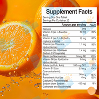 Comprimés Effervescents de Multivitamines Vitamine C Biologiques à l'Orange, avec Minéraux, pour l'Immunité, OEM/ODM/OBM