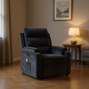 Poltrona Reclinabile Massaggiante in Pelle PU Grigio Scuro con Telecomando, Funzione di Reclinazione Elettrica, Design Contemporaneo - Product Image 2