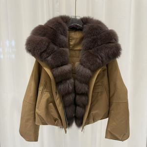 Giacca Invernale Corta da <span class=keywords><strong>Donna</strong></span>, <span class=keywords><strong>Impermeabile</strong></span>, Spessa, con Pelliccia di Volpe Importata - Product Image 1